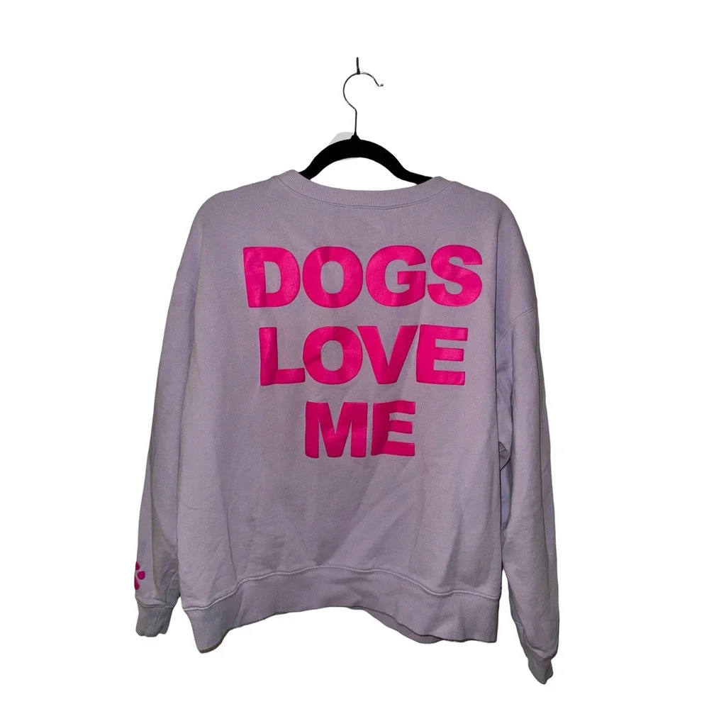 Wildfox Lilac Love Paw Print Cotton French Terry Sweatshirt Women's Large EUC - Picture 4 of 7